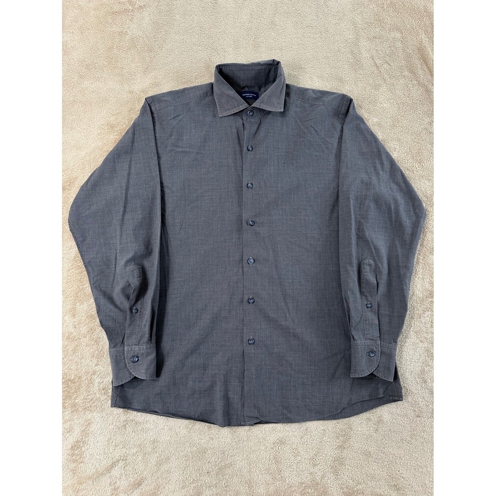 Proper Cloth Dress Shirt Men L Gray Button Up Preppy Party Long Sleeve EUC